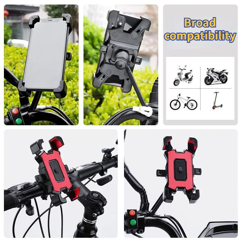 Motorcycle Phone Mount, Bike Mobile Holder, Handlebar Rearview Mirror Clip for Bicycle Scooter, iPhone More 4.8-6.8" Cell Phones