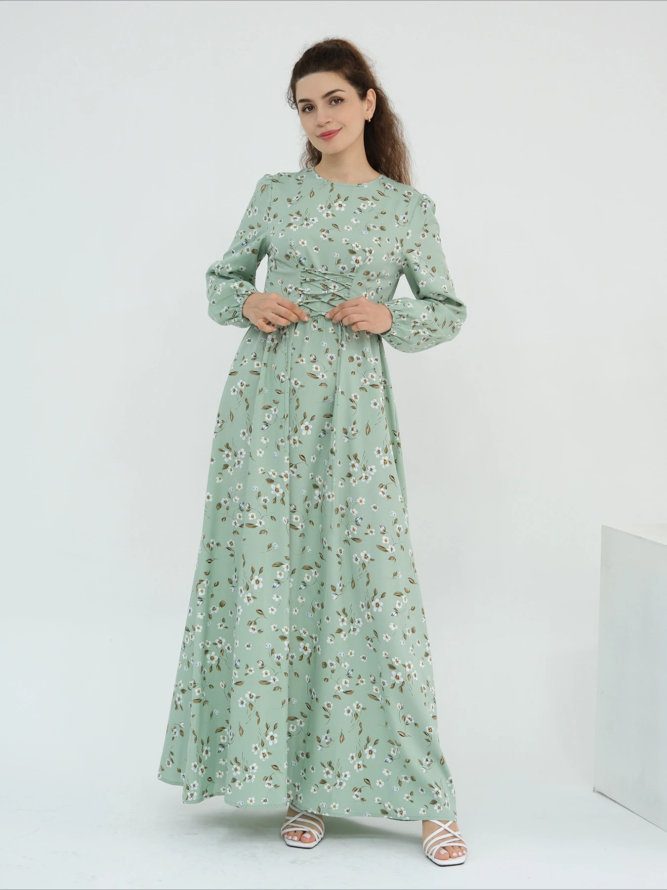 Eid Drucken Muslimischen Kleid Frauen Party Abaya Ramadan Marokkanischen Kaftan Robe Jalabiya Eid Vestidos Largos Dubai Abayas Kleider 20