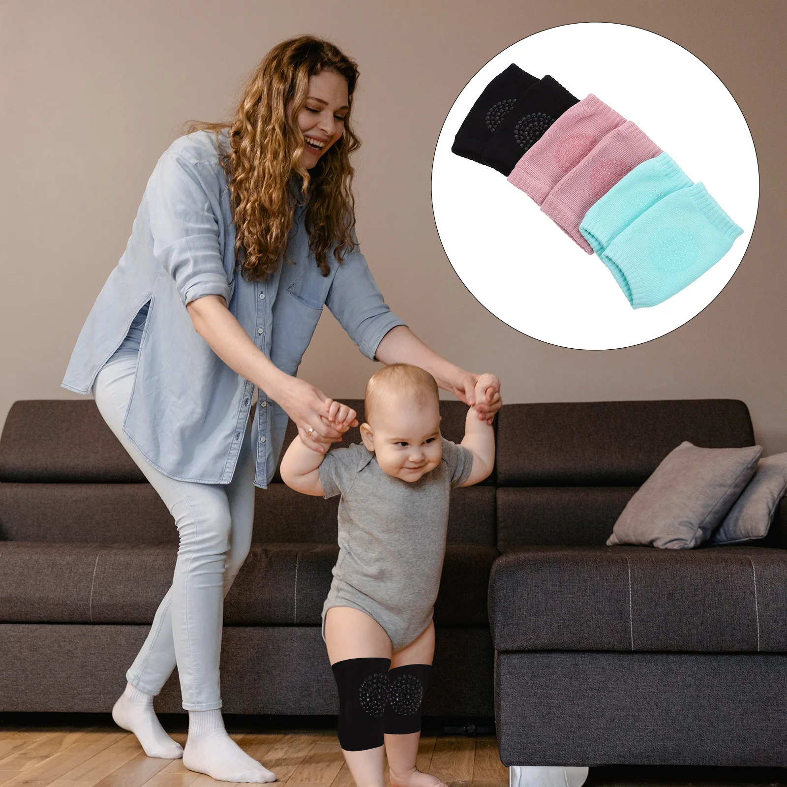 

3Pairs Baby Crawling Pads Unisex Toddler Knee Elbow Protectors Breathable Sweat Absorbent Durable Holiday Gift for Kids