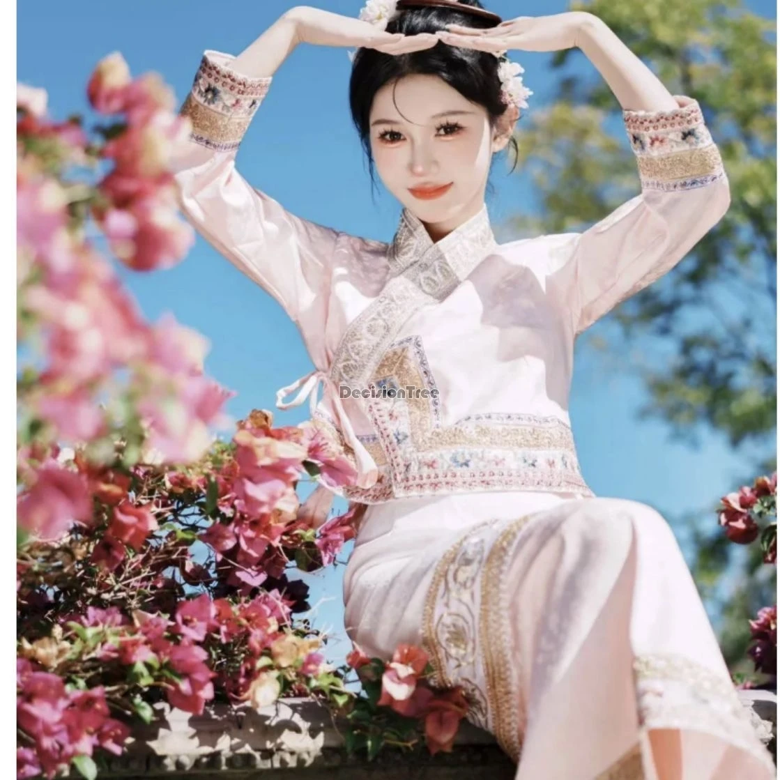 2024 new vintage thailand clothing dai minority style festival dance performance dress exquisite jacquard dignified elegant set