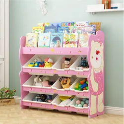 Children's Toy Storage Rack Kindergarten Baby Book Shelves Sundries Storage Lockers, Cartoon Furniture for Playroom Organization