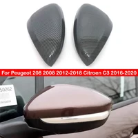 Para Peugeot 208 2008 2012-2018 Citroen C3 2016-2020 pegatina de coche cubierta de espejo retrovisor lateral tapa de ala funda Exterior embellecedora de carbono