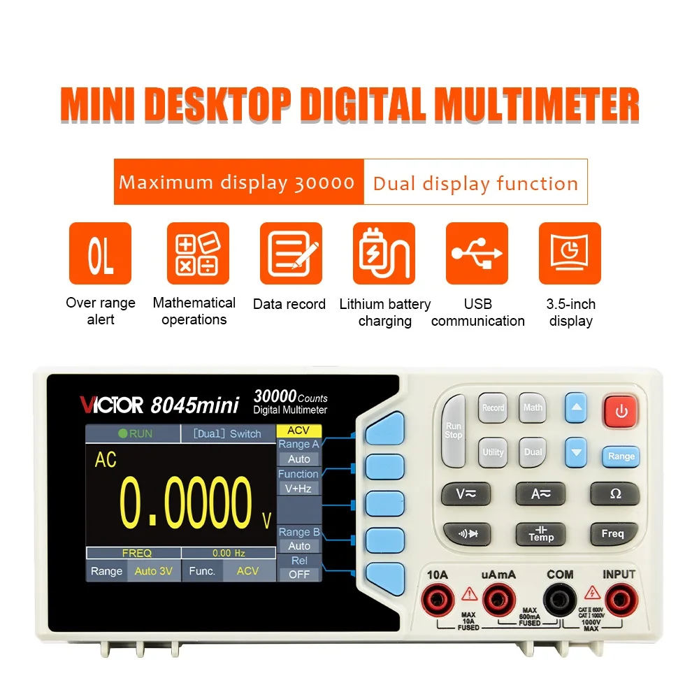 VICTOR 8045 أقصى عرض صغير 30000 جهاز قياس رقمي صغير لسطح المكتب 3.5 بوصة شاشة TFT مع وظيفة عرض مزدوجة