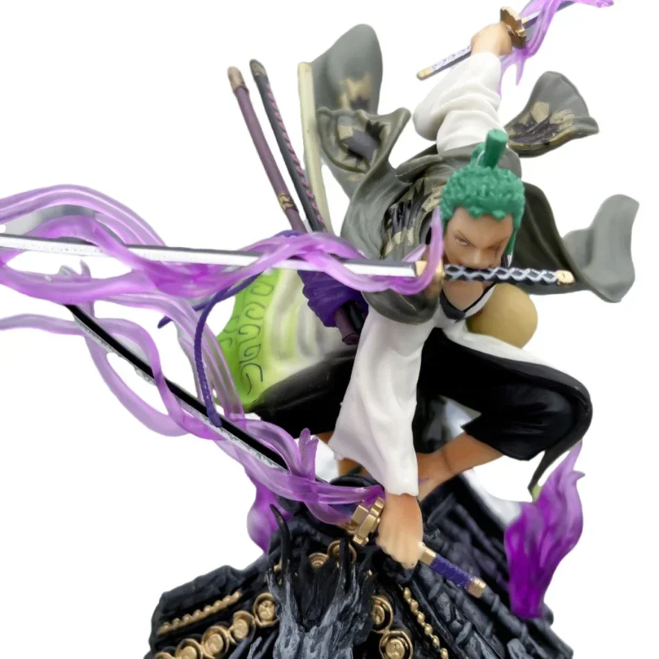 

Roronoa Zoro One Piece Anime Statue Collection Decoration Roof Three-knife Fighting Skill Desktop Decorate Toys Boys Gifts