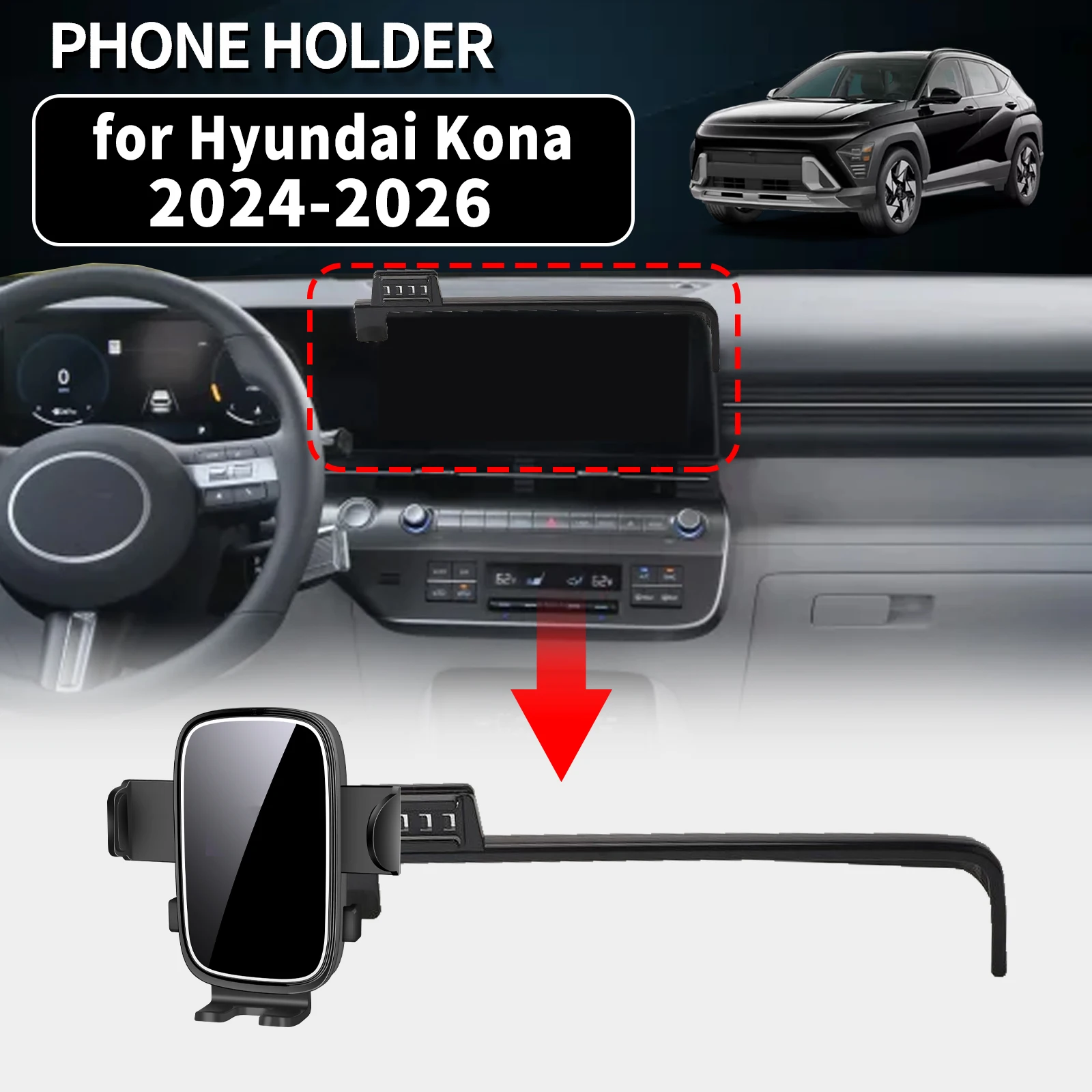 

for Hyundai Kona 2024 2025 2026 ​​Car Phone Holder Mount Vehicle GPS Navigation Bracket Easy Installation Accessories