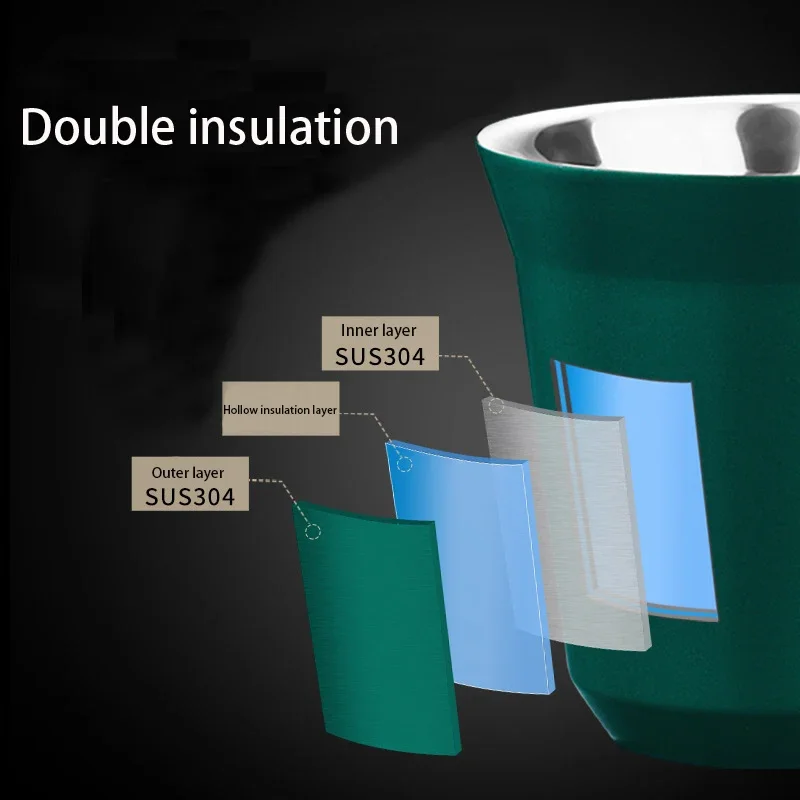 كوب إسبرسو من الفولاذ المقاوم للصدأ معزول على الحائط المزدوج، كوب قهوة معدني للشرب، كوب ديميتاس للمنزل الداخلي أو الخارجي #4