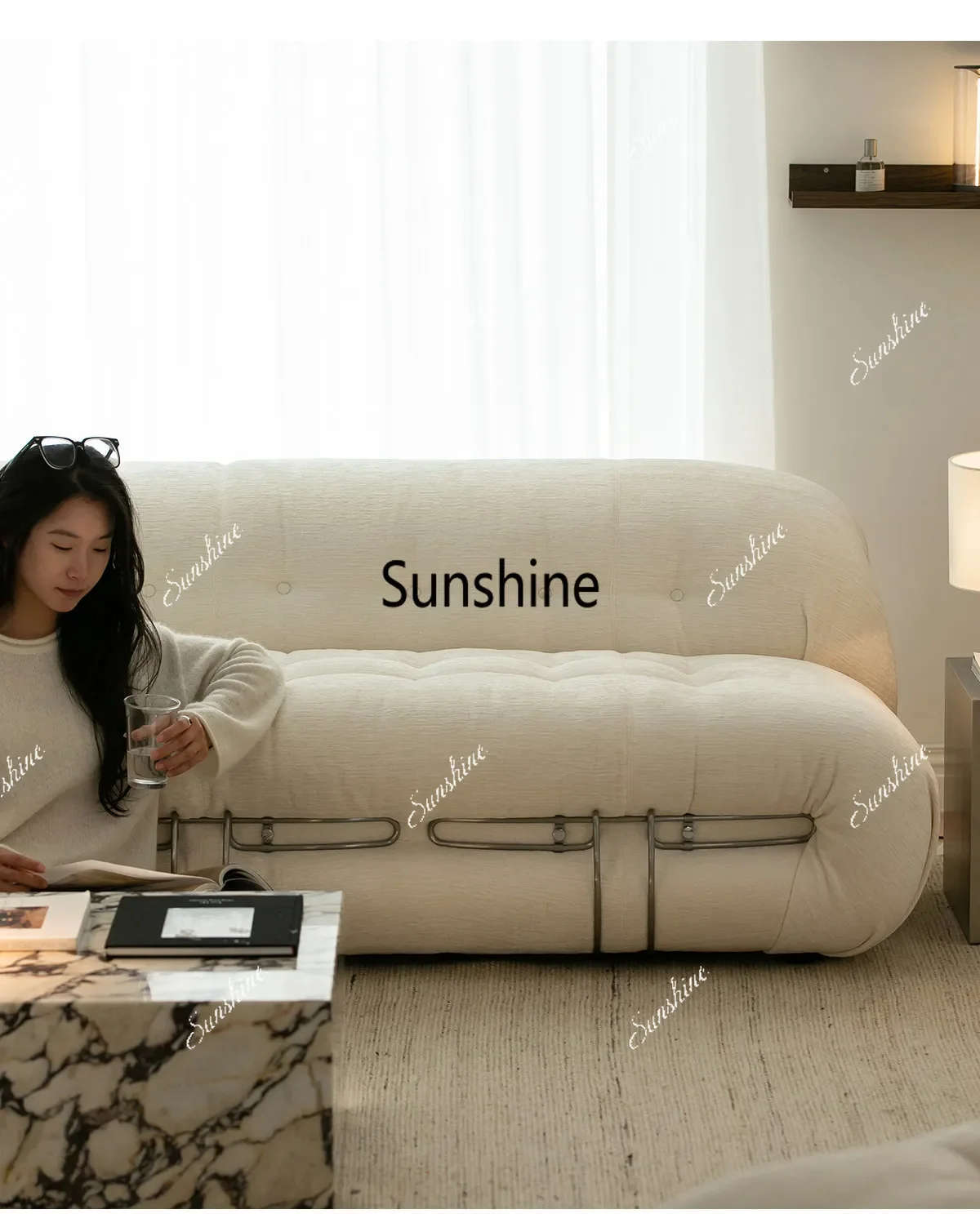 

YItalian cream style design living room small apartment sofa simple and modern