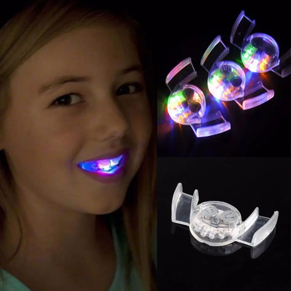 Cadeau drôle fête enfants festif LED Flash bouche bretelles lueur dent jouets lumineux