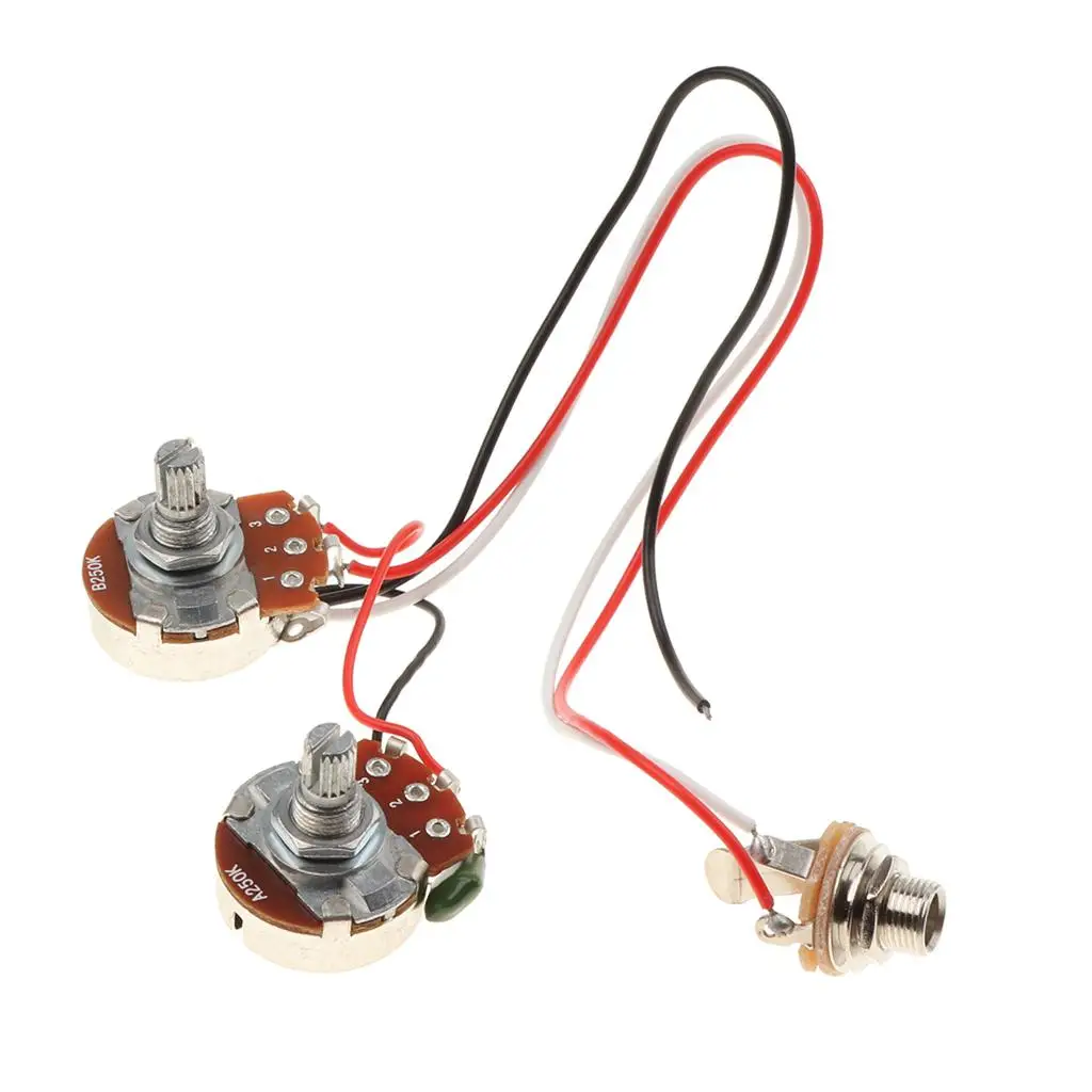 Tooyful Bass Wiring Harness Prewired 3 Way Toggle Switch 250k 1T 1V Pots for Electric Bass image 2