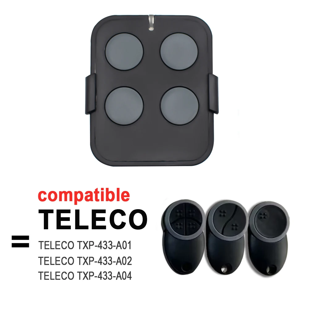 TELECO 433.92MHz For TXP-433-A01 TXP-433-A02 TXP-433-A04 Garage Door Remote Control Rolling Code Transmitter Gate Keychain