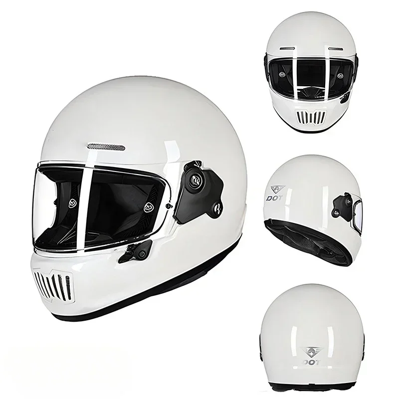 Latest Version Full Face Retro Helmet for Vintage Safety Protection Riding Motorcycle Scooter DOT Classic Four Seasons Universal