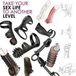 Reusable Lock Penis Ring Male Ejaculation Delay Sleeve Cock Ring Erection Sex Toys For Men Adult ProductSilicone Adult Supplies