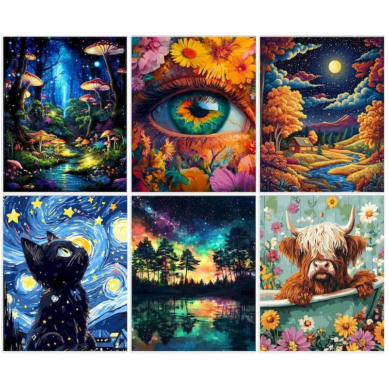 

GATYZTORY 40x50cm Painting By Numbers Kits Landscape Modern Drawing Coloring By Numbers Acrylic Paint For Home Decor