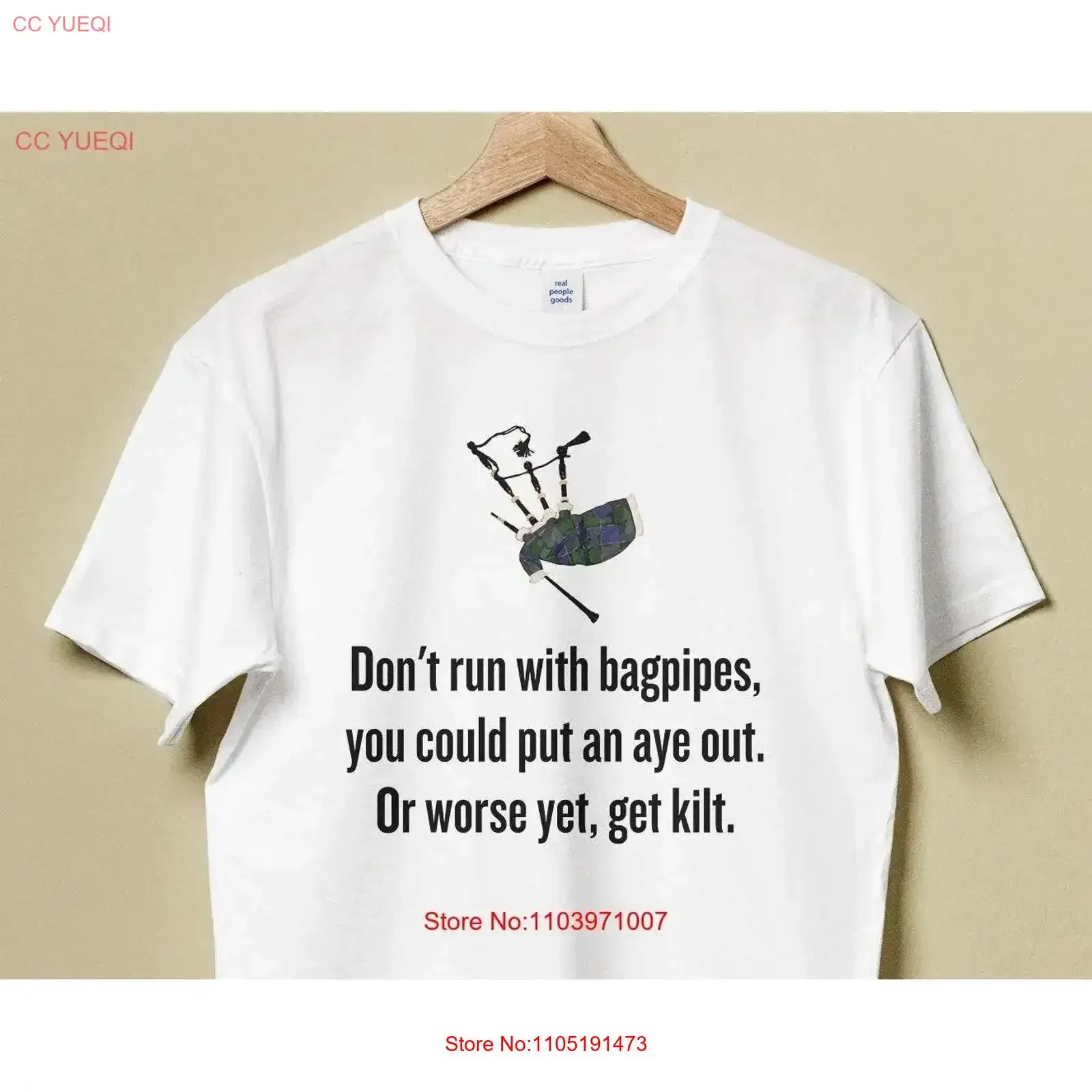 Funny Bagpipes T Shirt Bagpiper Idea Piper Present Don't Run With vintage Washed Casual designer clothes graphic Stretched