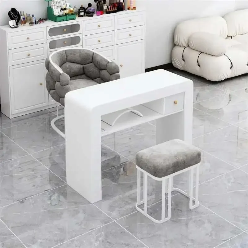 Cream Style Dressing Manicure Table Japanese Simple Storage Wooden Nail Tables Retro Nail Artist Salon Furniture Nail Desk LLMT