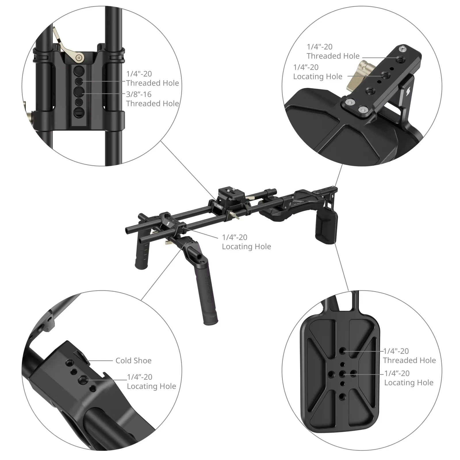 SmallRig Kit de Hombro de Diseño Modular Ligero Versión Clásica Universal Cómodo para Disparar Un Perilla Bloqueable 4480