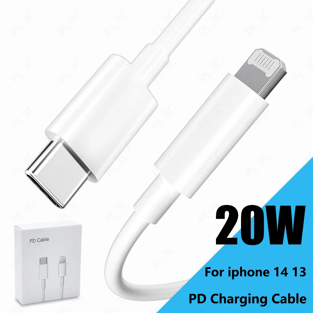 كابل PD أصلي 20 وات لهاتف iPhone 14 13 12 11 Pro Max Xs 8 Plus iPad 3A سلك شحن سريع ‌ من أجل البرق إلى كابل بيانات USB C