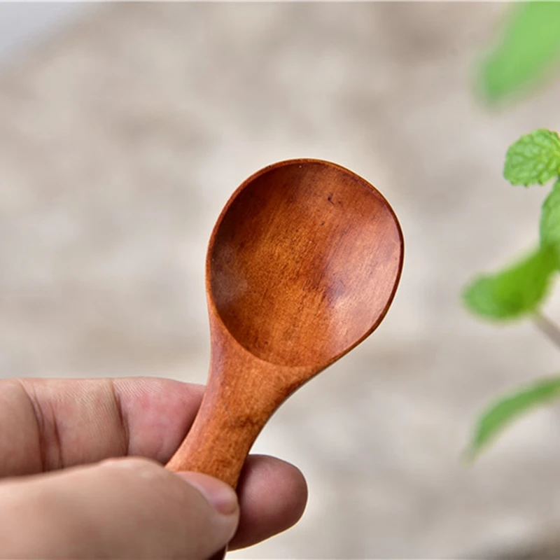 Wooden Spoon Spice Small Spoon Round Mouth Soup Porridge Spoon Chinese Soup Spoon Children's Soup Porridge Spoon