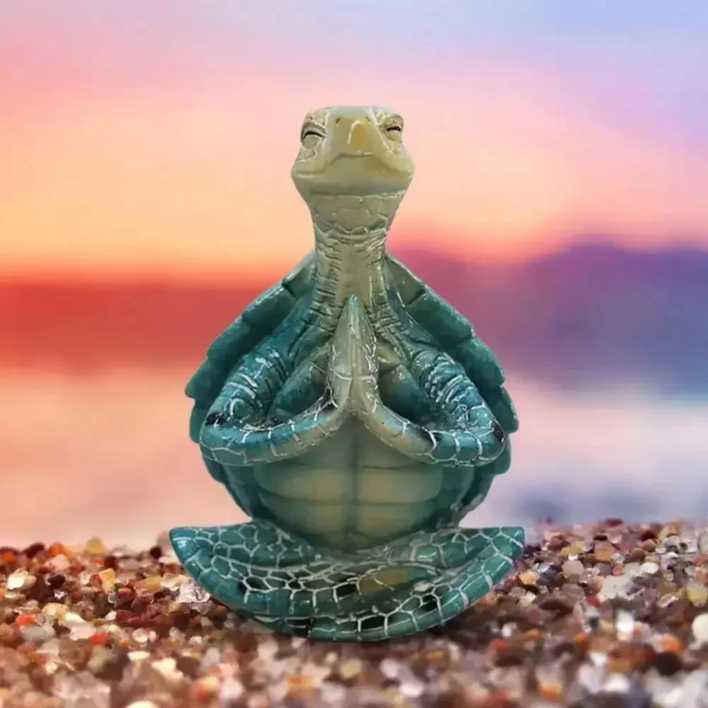 

Yoga Sit Meditation Sea Turtle Artwork Decorations Mini Meditation Desktop Decor Buddha Zen Yoga Frog Garden Statue Ornament