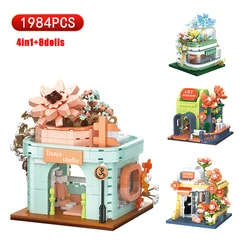 Mini City Street View Assemble Building Blocks Music Dance Studio Art Museum Florist Model Bricks Girl Toy Friends Children Gift
