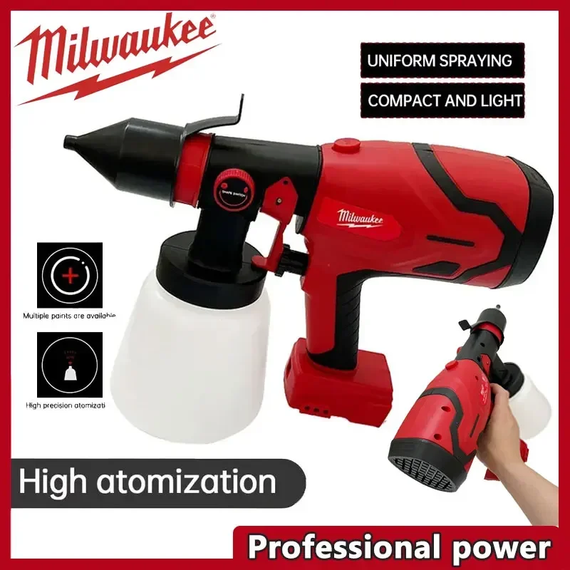 ميلووكي 800 مللي بندقية رذاذ كهربائية لاسلكية عالية الطاقة بخاخ طلاء المحمولة أثاث السيارات الصلب طلاء البخاخة بطارية 18 فولت