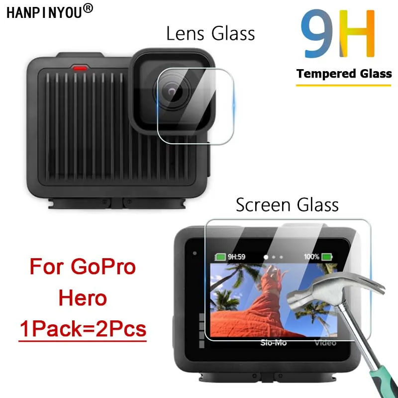 

For GoPro Hero 4K Smallest Camera Clear Ultra Slim Camera Lens / LCD Screen 2.5D 9H Tough Tempered Glass Guard Protector Film