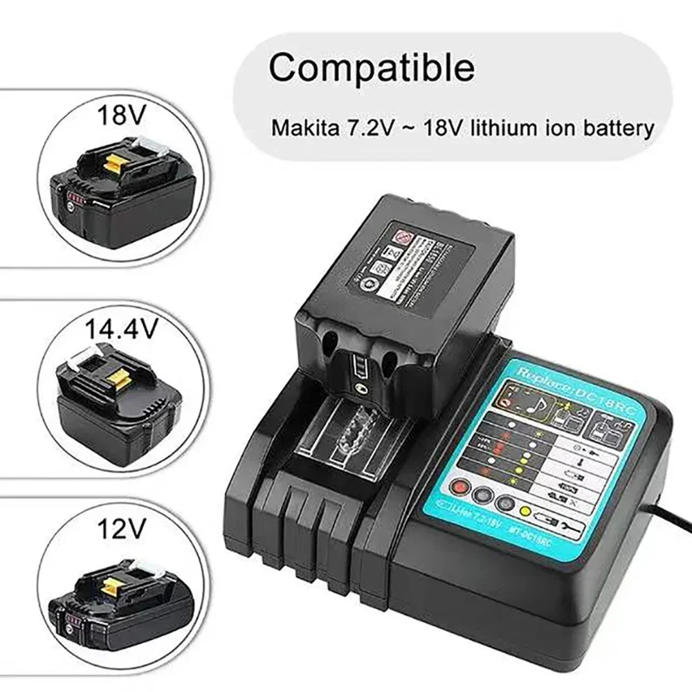 2024 Upgrade DC18RC Li-ion Battery Charger 3A Charging Current 14.4V 18V for Makita BL1830 Bl1430 DC18RC DC18RA Power Tool