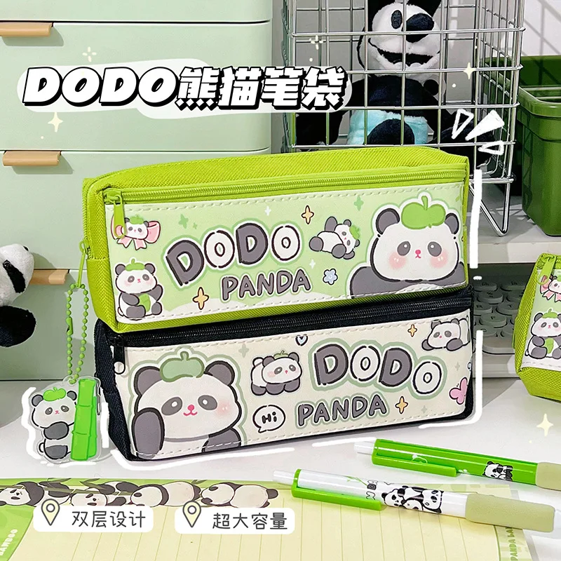 Cute Cartoon Panda DODO 3D Pencil Case Large Capacity Double Layer Pen bag Kawaii Student Stationery Organizer School Supplies