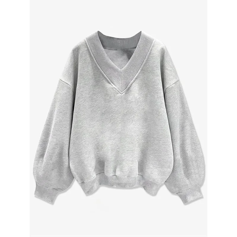 

Loose Women's V-Neck Sweatshirt Versatile Comfortable Fit Spring Fashion Ladies' Casual Wearable All-Year round Top