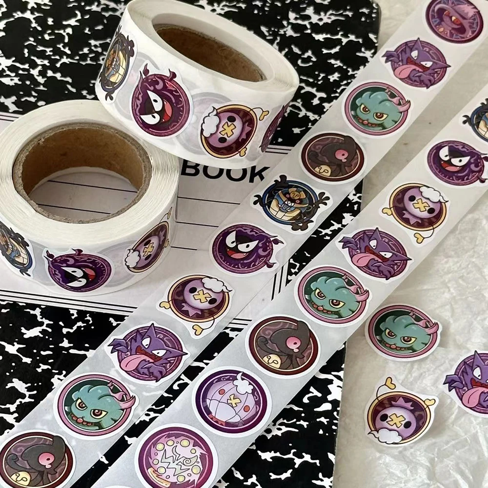 500pcs/Roll Cartoon Pokemon Sealing Stickers Kawaii Anime Gengar DIY Book Laptop Decals Decoration Sticker Kids Reward Toy Gift