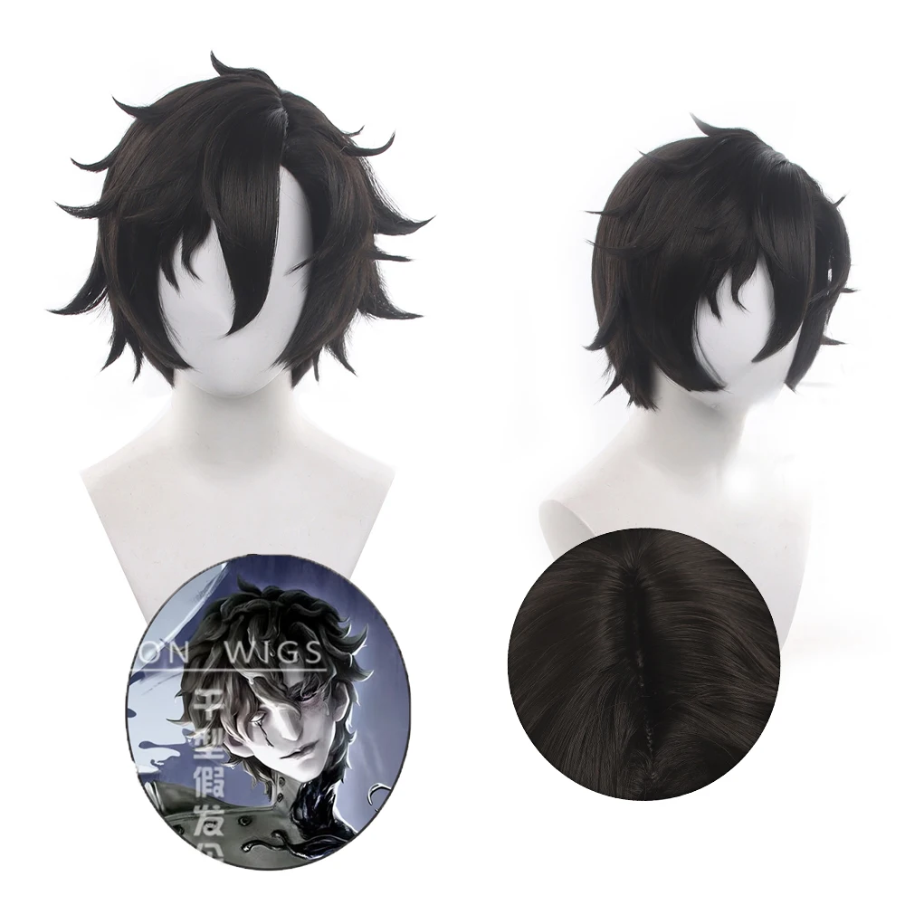 identity-v-歯科医コスプレウィッグ-30cm-ブラック-耐熱性合成毛-フィンセン-ハンター-ロールプレイウィッグ-ハロウィンコスチューム-アクセサリー