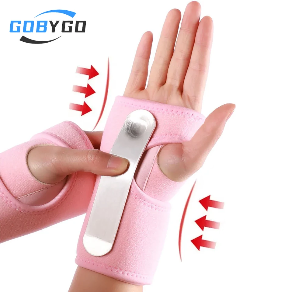 GOBYGO 1Pcs Adjustable Sports Wrist Guard Fixed Steel Plate Support Pain Relief Bandage Wrist Support Hand Splint Carpal Unisex