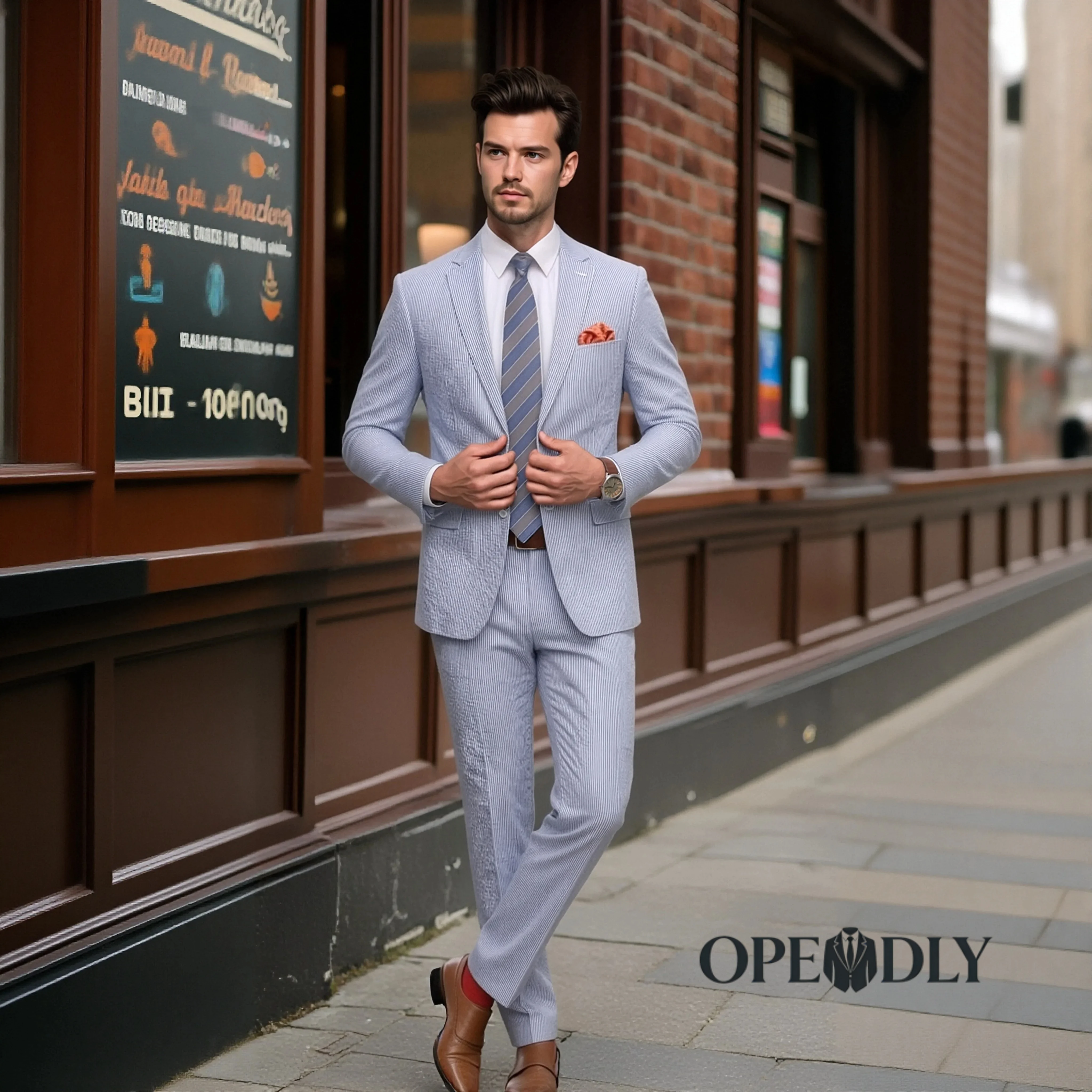 

OPEODLY Mens Custom Tailored Three Piece Suit Slim Fit Tuxedo Set for Wedding Business Formal Blazer Vest and Pants