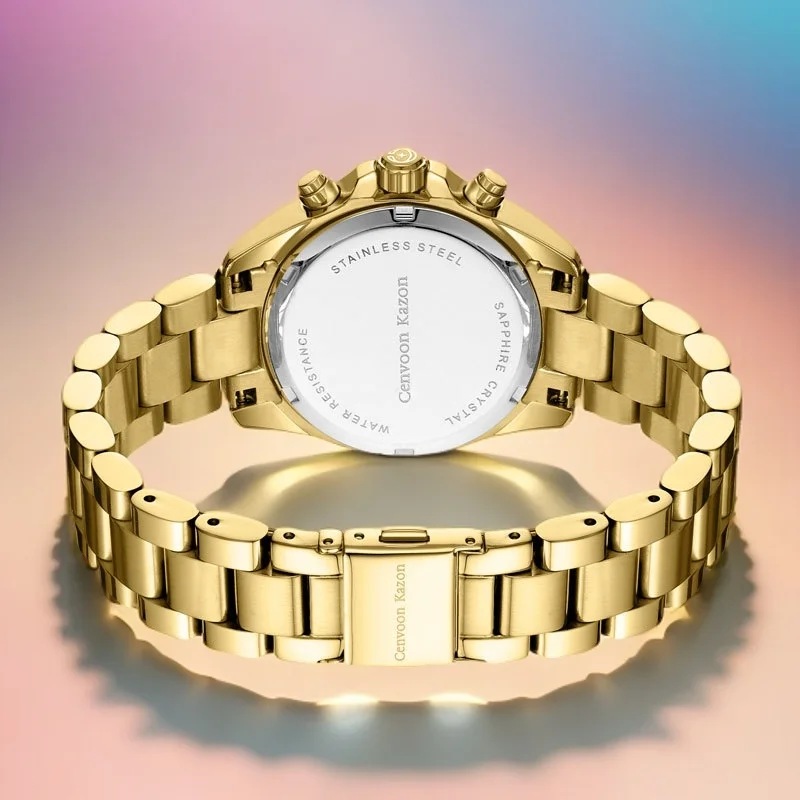 Luxury Stylish Women\'s Watches Gold Bracelet Stainless Steel Elegant Ladies Multi Function Quartz Waterproof Wristwatch Gift