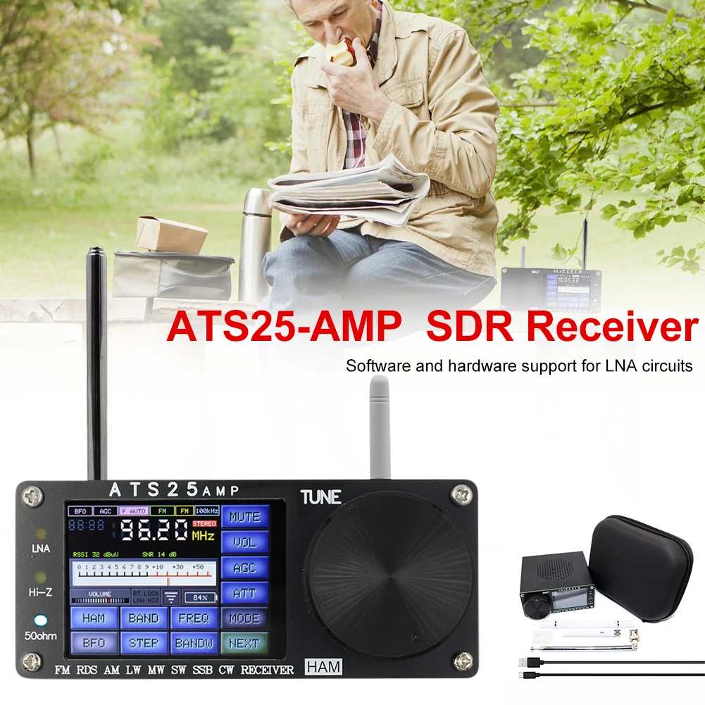 

DSP Receiver Upgrade 4.17 Version LNA Function HI-Z Mode CW Decoding 132kHz-30000kHz with WiFi Antenna AM FM SYNC SSB Receiver