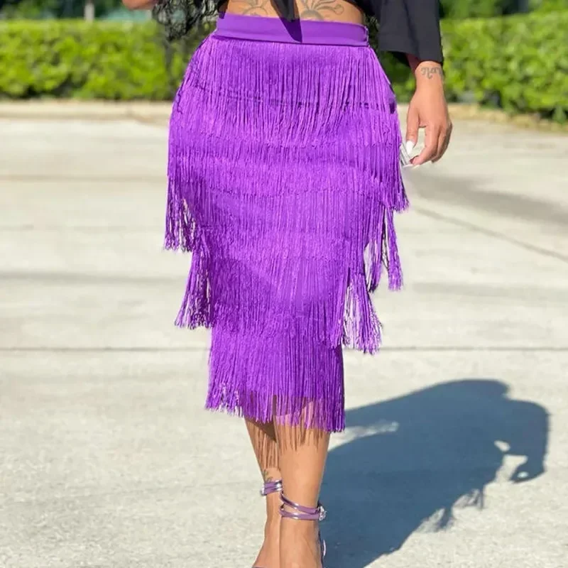 Африканская одежда для женщин, летние африканские женские сексуальные длинные юбки из полиэстера с высокой талией и кисточками, черные, белые, зеленые, желтые, синие, S-4XL