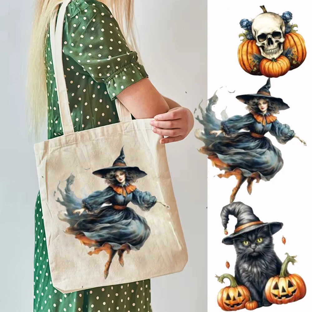 

Linen Pumpkin Halloween Candy Handbag Cartoon Witch Skull Black Cat Gift Bag Ghost Festival Trick Or Treat Candy Pocket For Kids