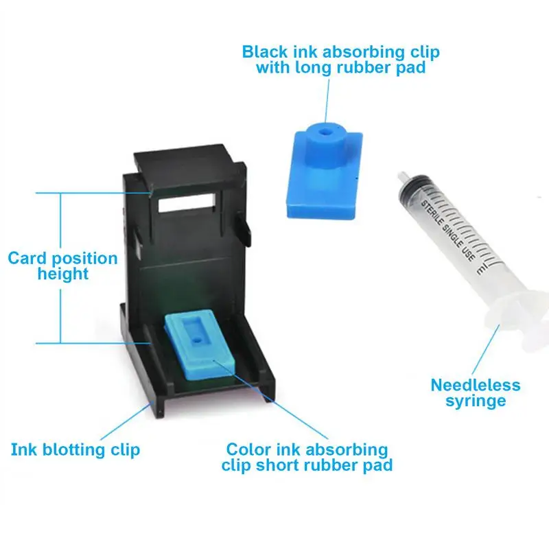 Kit peralatan isi ulang tinta multifungsi, Kit alat suntik tinta isi ulang klip kartrid Printer Inkjet, Kit isi ulang nyaman