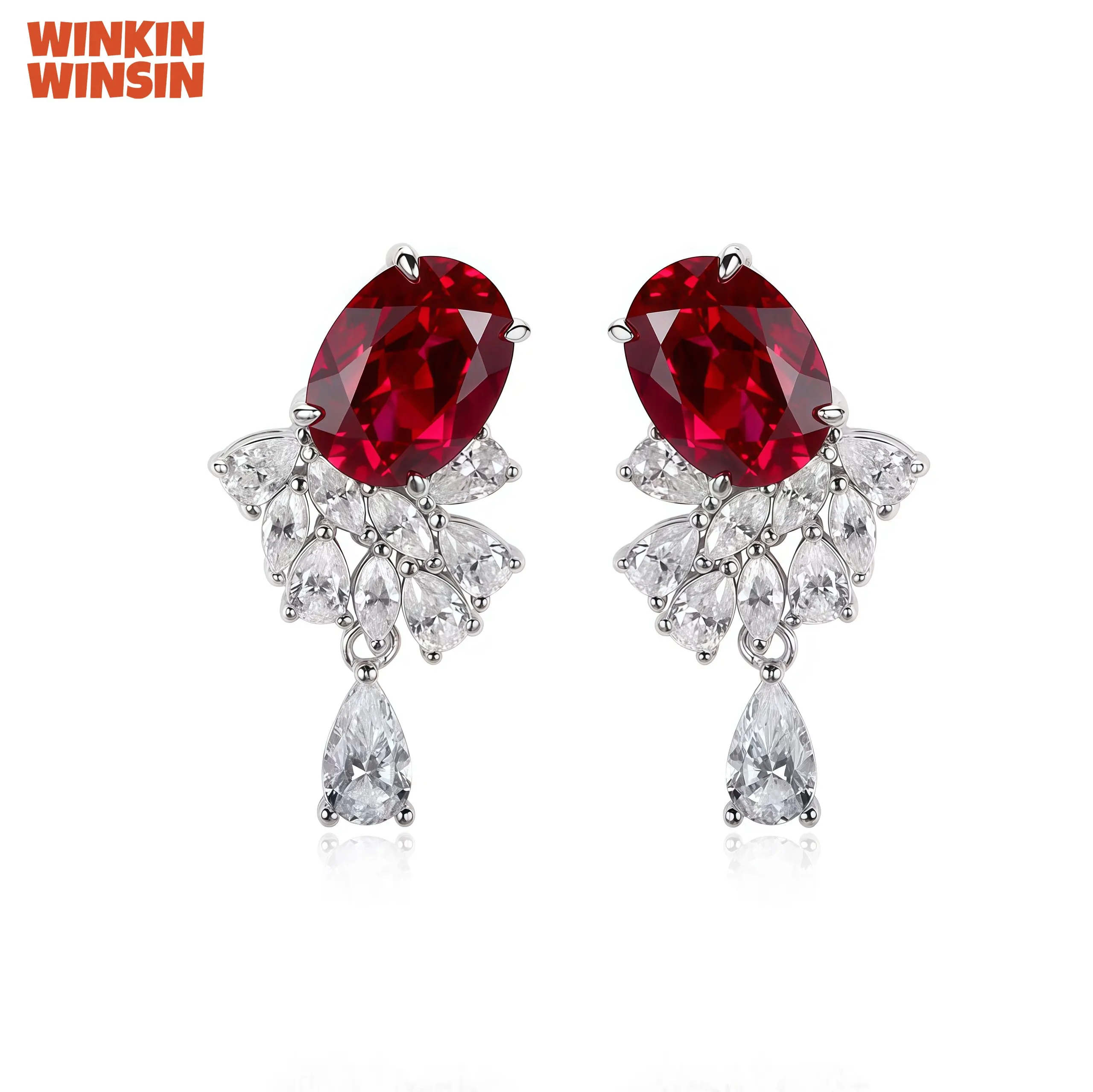 

WINKIN WINSIN Brand MGI Silver Jewelry 3.3 Carat Cultured Sapphire Earrings Atmosphere