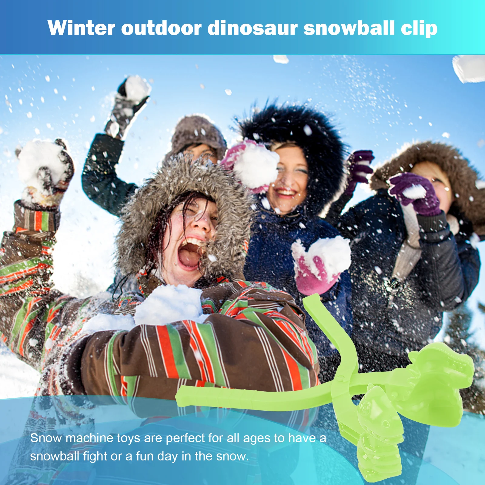 Kinderen Winter Outdoor Speelgoed Dinosaurus Sneeuwbal Maker Laat je sneeuwballen snel maken Sneeuwbal Maker Speelgoed voor sneeuwbalgevechten voor kinderen