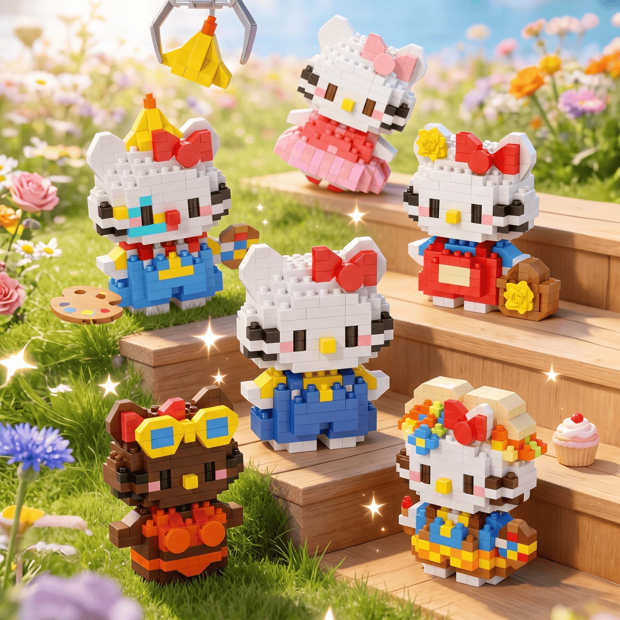 MiniKitten Baustein-Set Niedliche Cartoon-Katzen-Figuren DIY Lernspielzeug für Schreibtischdekoration Ideales Geschenk für Alle Altersgruppen – Detail 9