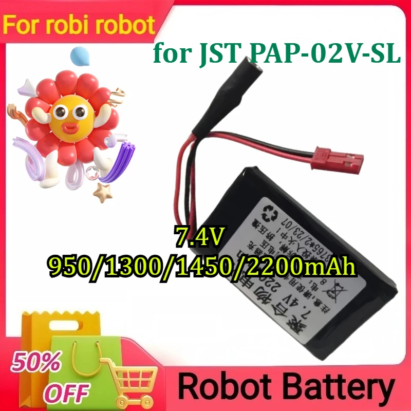 Baterai Robot untuk Robot Robi JST PAP-02V-SL Plug Baru 7.4V 950/1300/1450/2200mAh
