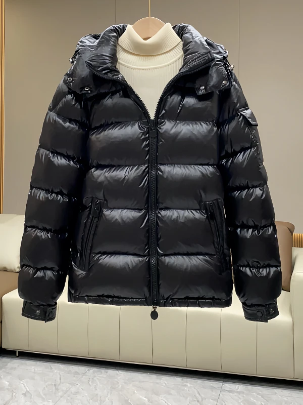 الشتاء ort مقنعين أسفل Jaet 2025 جديد Sle ex الأبيض Du ريشة معطف دافئ Thiened طويل Sve سستة إغلاق معطف #1