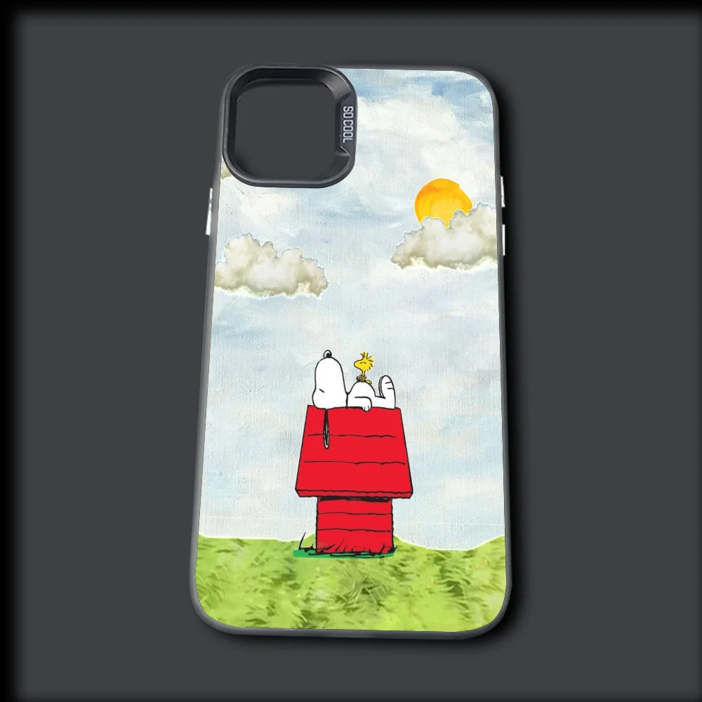 Anime Cartoon-S-Snoopy-s Phone Case For iPhone 16,15,14,13,12,11,Mini,Pro,MAX Gray Drop Matte Shockproof Soft Cover