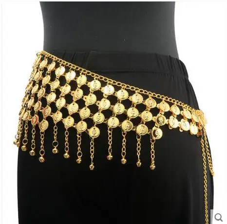 New Belly dance accessories gold / silver coins belly dance performance belt with coins for women belly dance costume hip scarf