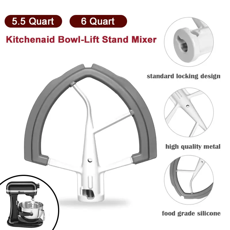 Flex Edge Beater for Kitchenaid 5.5/6 Quart Bowl-Lift Stand Mixer, Kitchenaid Mixers Attachment Flat Beater Paddle with Flexible