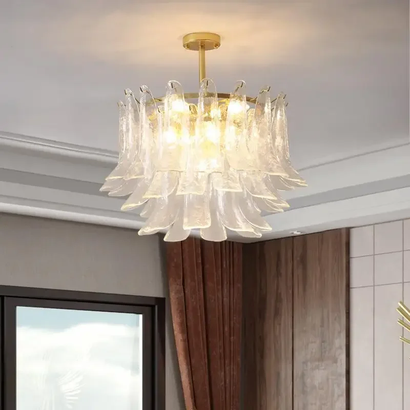 American Vintage Amber Glass Chandelier for Living Room Dining Room Bedroom Led Glass Chandelier  Lamps  Nordic  Pendant Lights