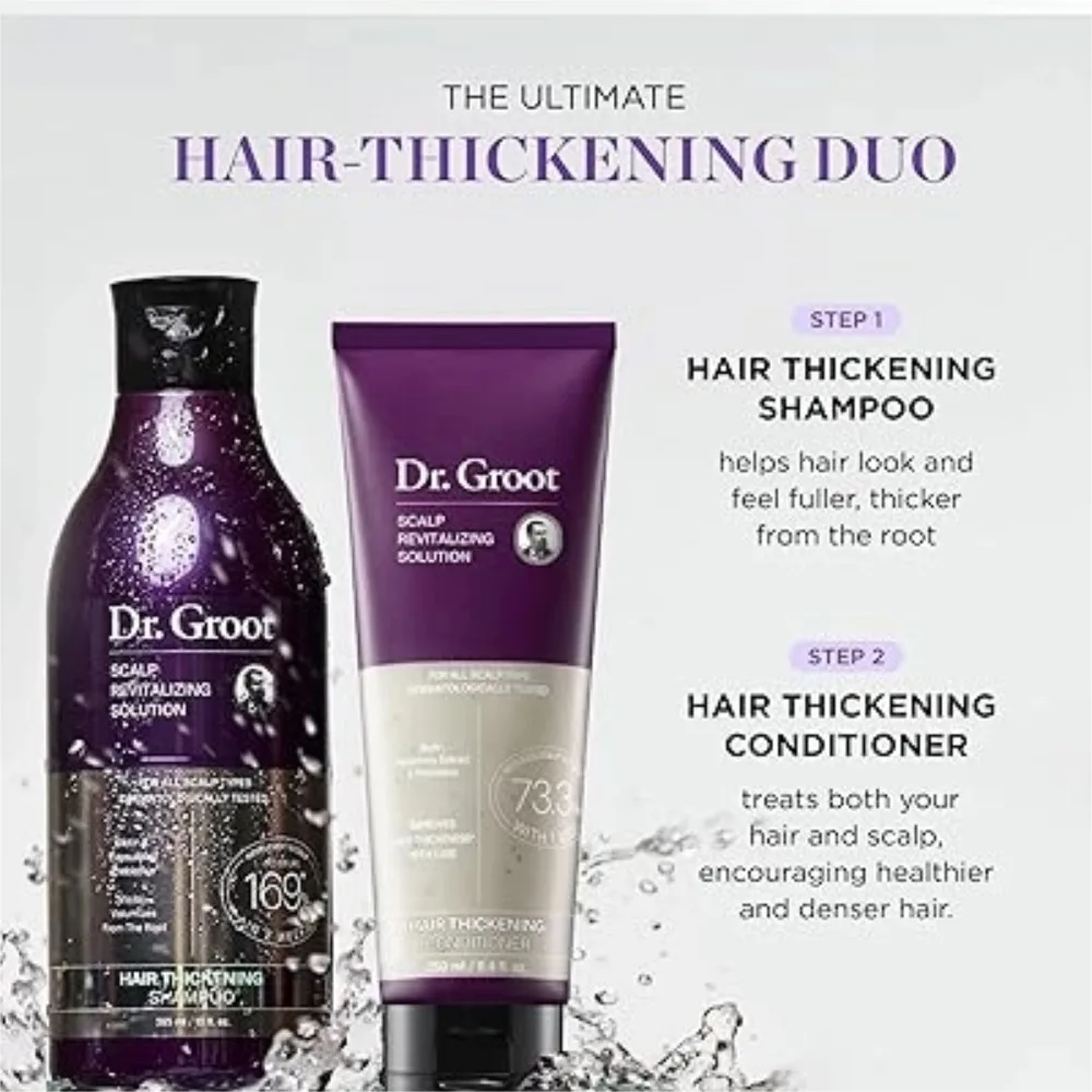 Dr. Groot-solución revitalizante para el cuero cabelludo, conjunto para el cuidado del cabello, marca coreana, champú purificador de arcilla de 385ml, acondicionador espesante para el cabello de 250ml