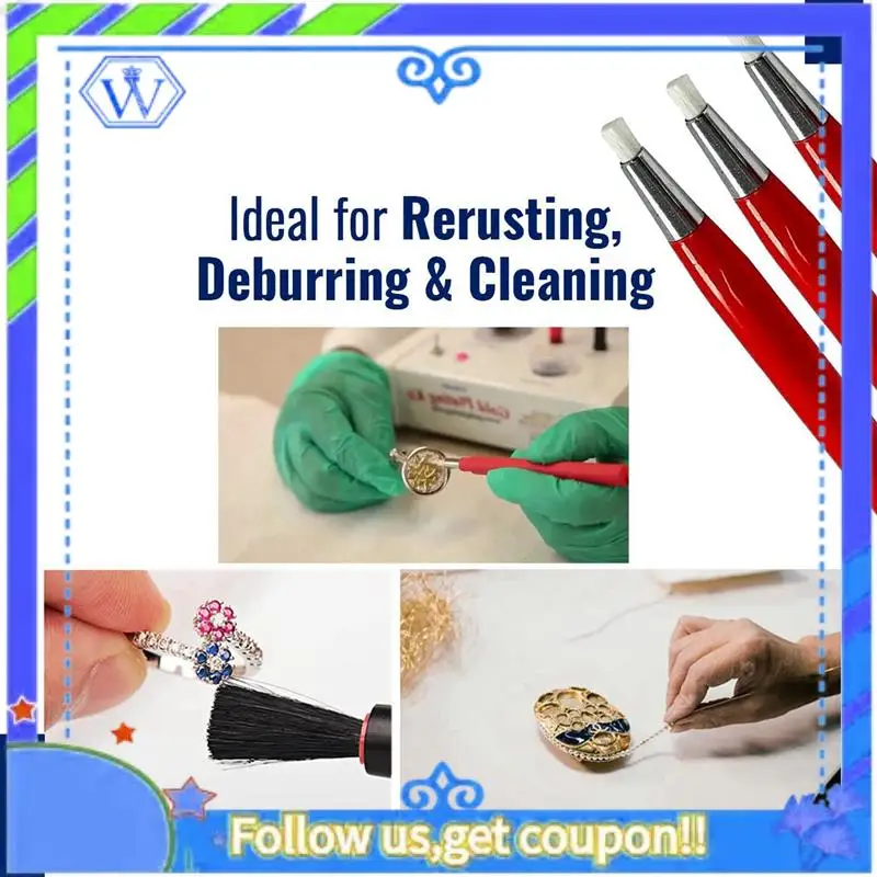 

A55P-Кисть для царапин из стекловолокна, 9 шт., ювелирные изделия, часы, чистка монет, электронные приложения, удаление ржавчины и коррозии