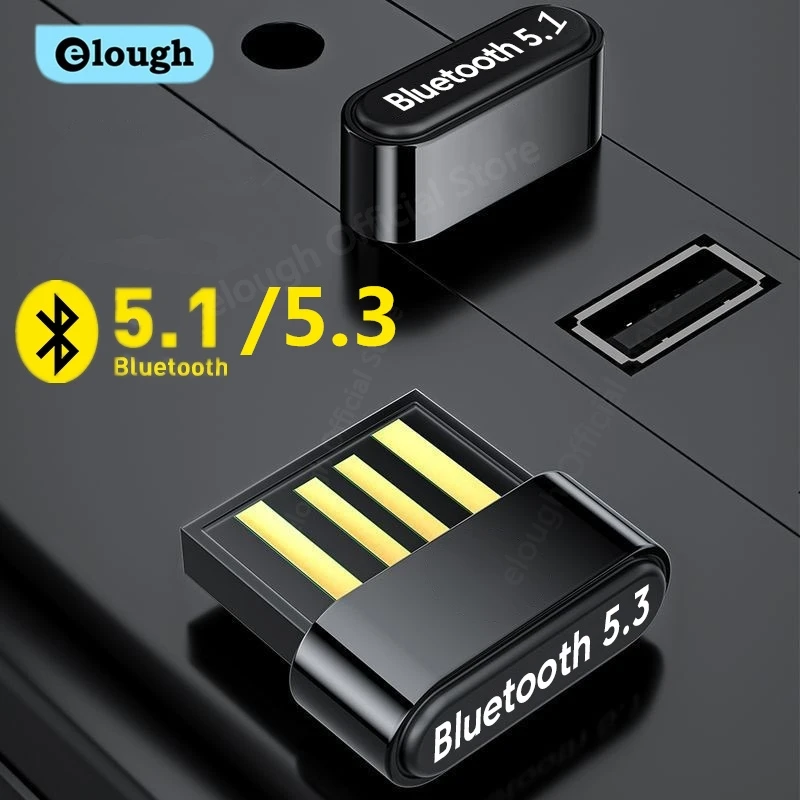 Elough 5.1/5.3 Bluetooth Adapter USB Bluetooth Receiver BT5.0 Dongle For PC Wireless Mouse Bluetooth Earphone Headset Speaker